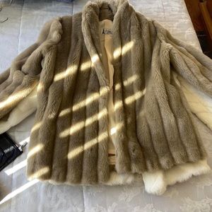 Vintage Cream Faux Fur Coat Orleon De Paris